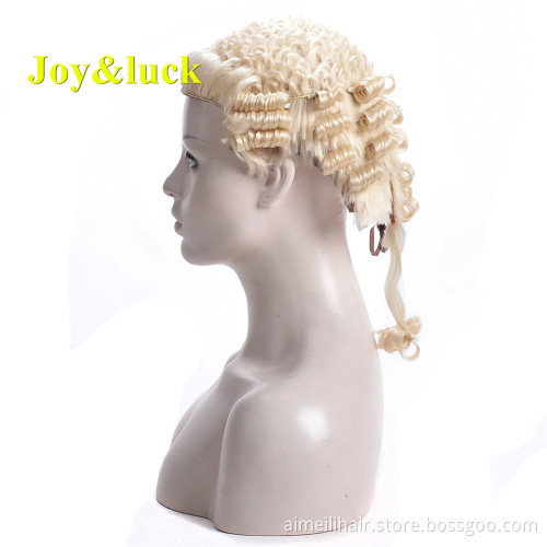 Handmade Synthetic Court Judge Lawyer Wig Blonde Color Regular Curl for Men or Women Traditional British Classic Barrister Wigs